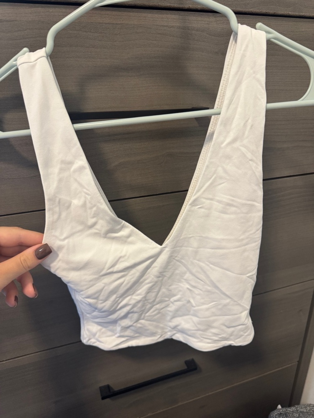 Aritzia White V-Neck Crop Tank Top